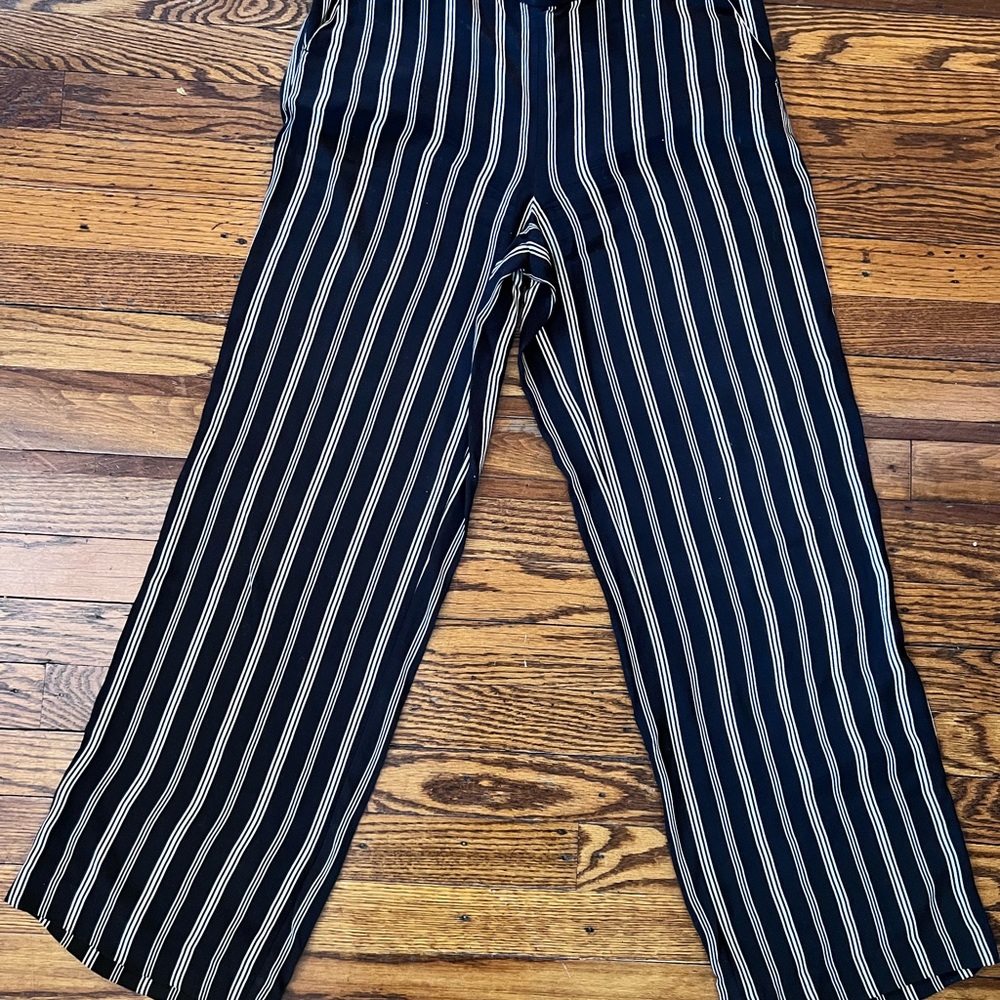 LOFT Black and White Striped Pants